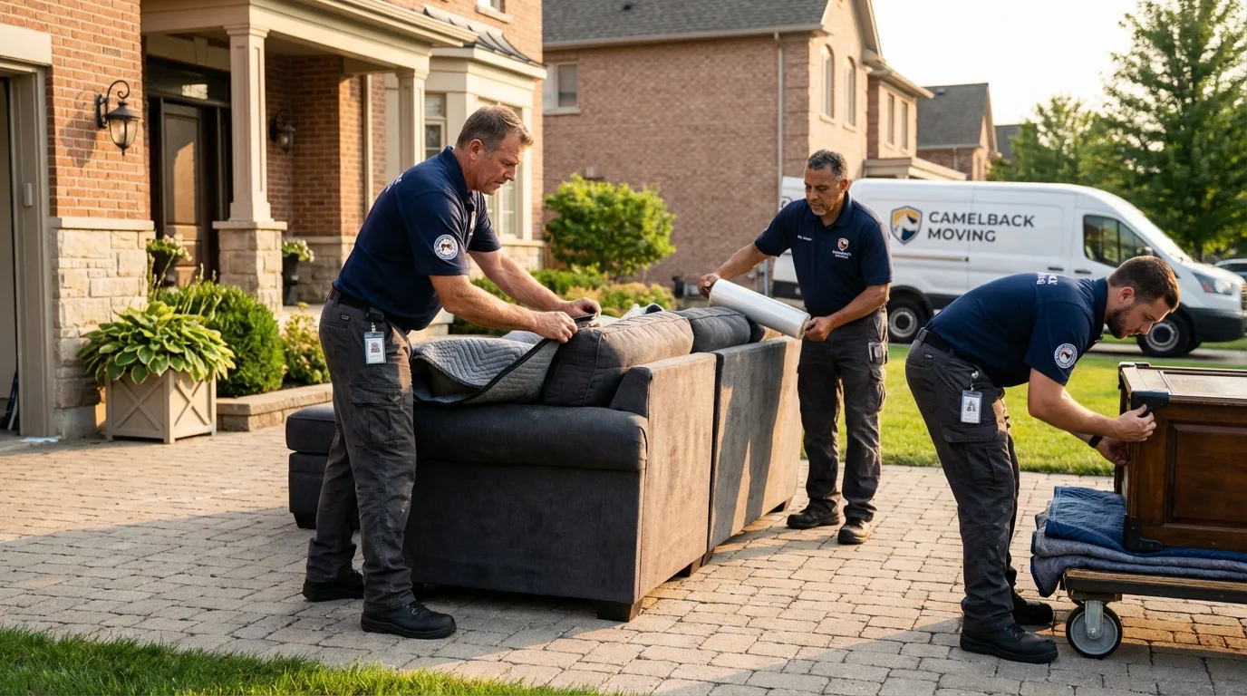 Large estate moving crew wrapping furniture in Haleyville, AL