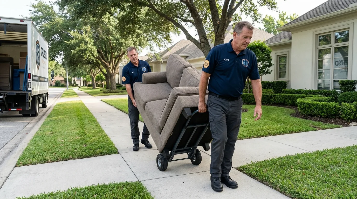 Local residential moving crew loading furniture in Haleyville, AL