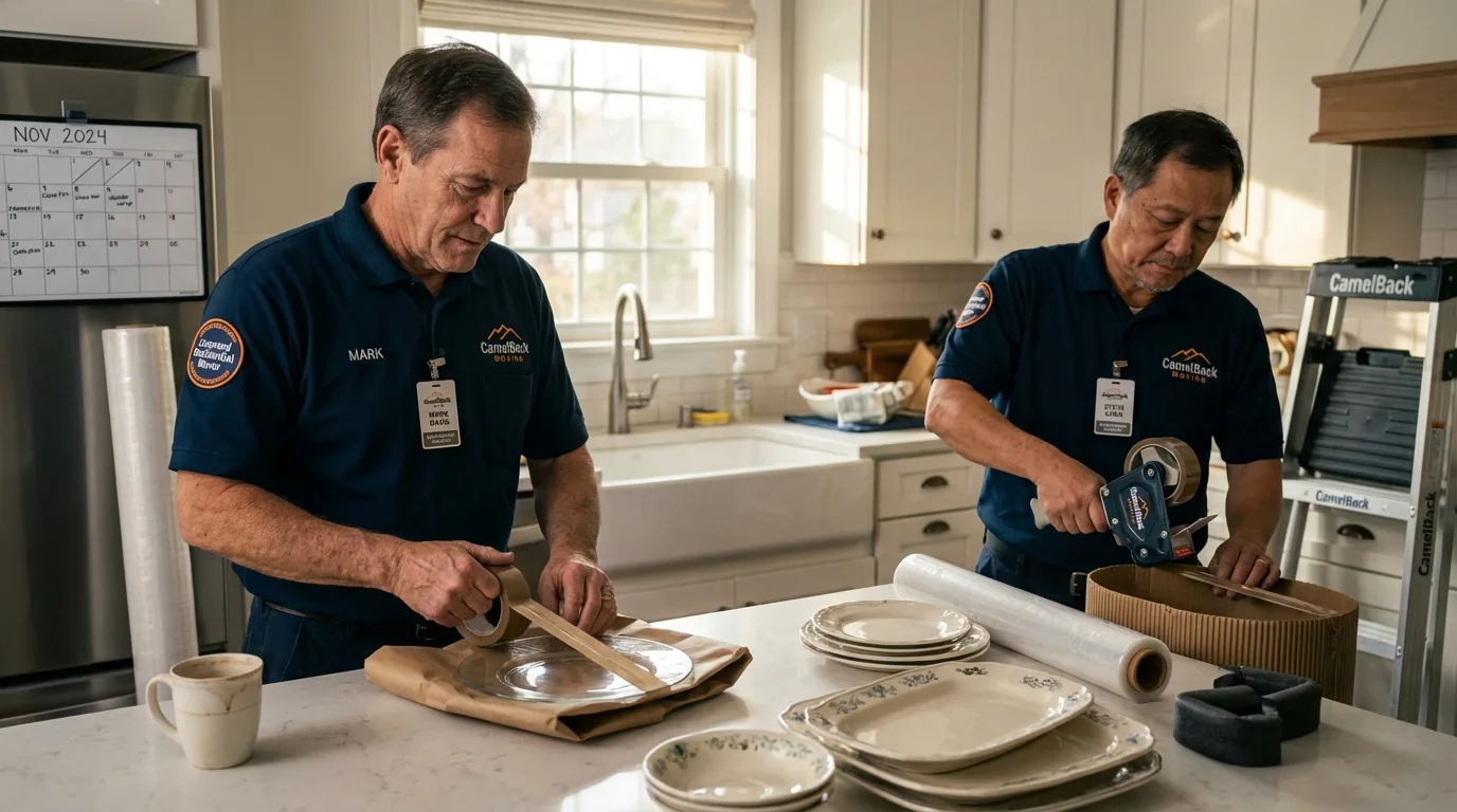 Professional crew packing kitchen dishware in Haleyville, AL